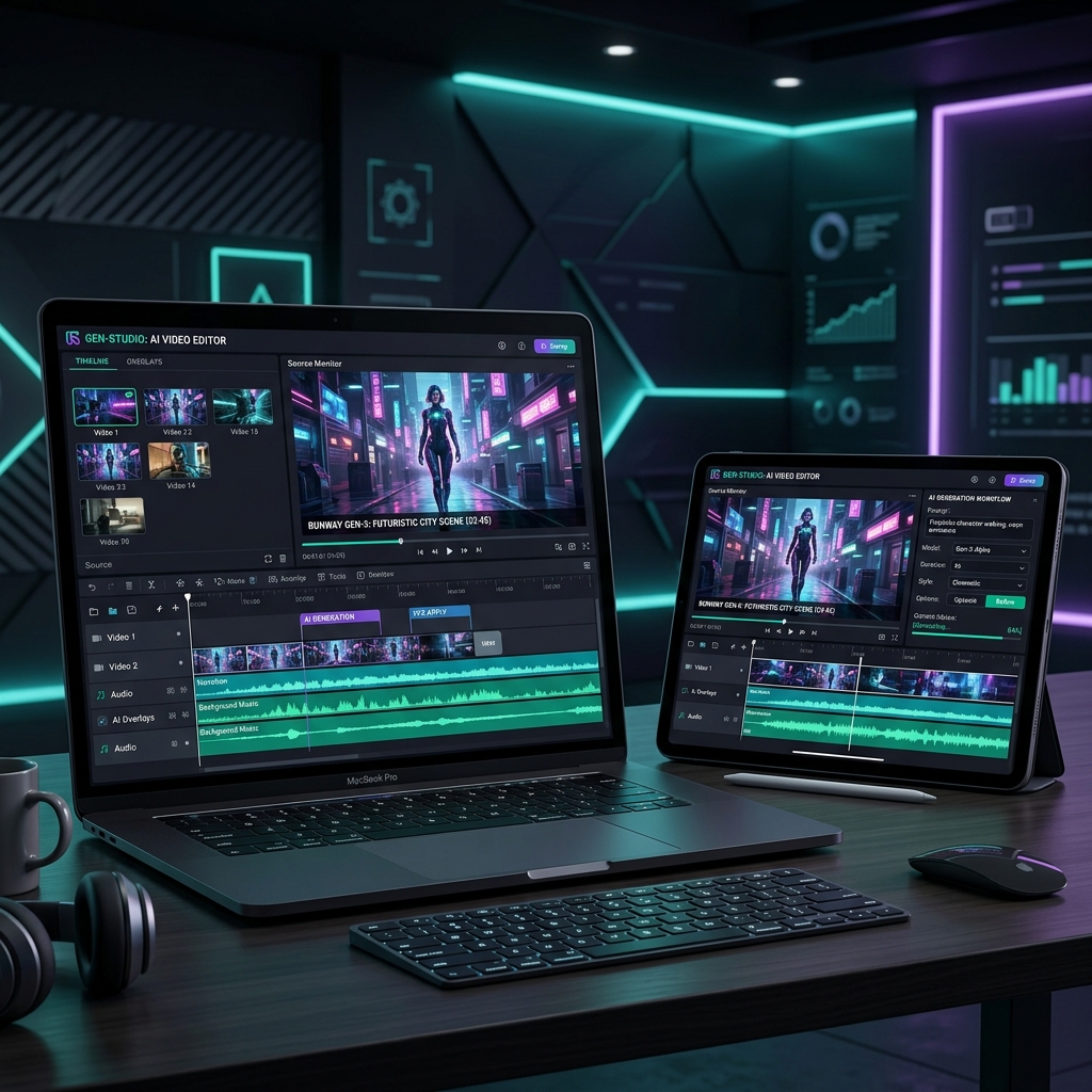 Formation Vidéo IA Pro - mockup et workflow de génération vidéo par intelligence artificielle