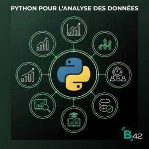 Formation Python pour l'analyse de données et Data Science chez Babylone 42. Apprentissage de la programmation orientée objet, manipulation de librairies Pandas, NumPy, et Matplotlib. Expertise en visualisation de données, prétraitement, nettoyage de datasets et IA appliquée au code. Compétences en Business Intelligence, automatisation de rapports et Big Data. Solution Tech pour professionnel en reconversion, analyste et entrepreneur. Programmation de scripts, algorithmes et utilisation de l'intelligence artificielle pour l'optimisation du workflow data.